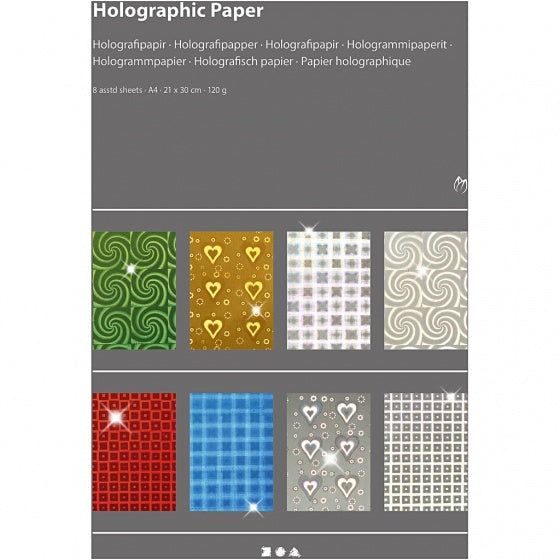 Holografisch papier A4 multicolor 8 stuks