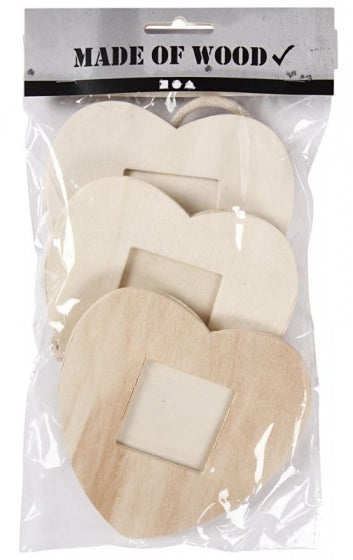 houten 3-in-1 fotolijst Hartjes 44 cm blank per stuk