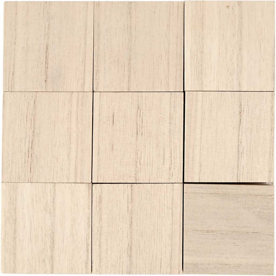 houten blokken 4 x 4 x 4 cm lichtbruin 9 stuks