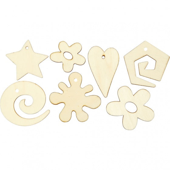 houten figuren 3-5 cm blank 46 stuks