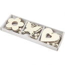 houten decoraties Vlindertuin 6 cm blank 9 stuks