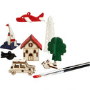 houten figuren auto/ huis bruin 17 cm
