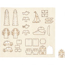 houten figuren auto/ huis bruin 17 cm