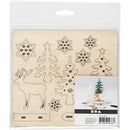 houten figuren bomen/ hert bruin 17 cm