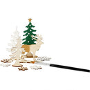 houten figuren bomen/ hert bruin 17 cm