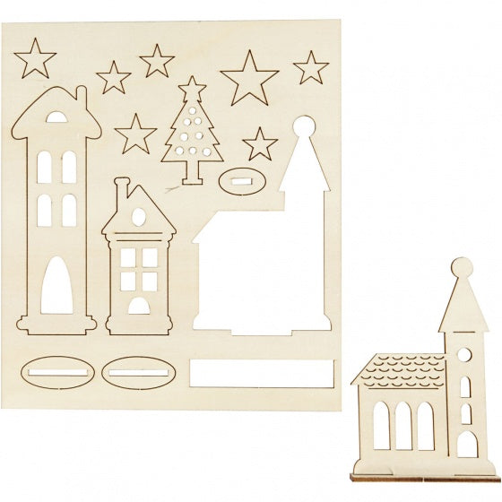 houten figuren kerstdorp bruin 17 cm