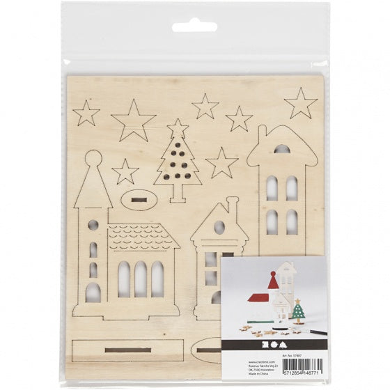 houten figuren kerstdorp bruin 17 cm