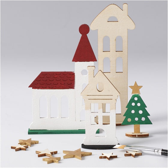 houten figuren kerstdorp bruin 17 cm