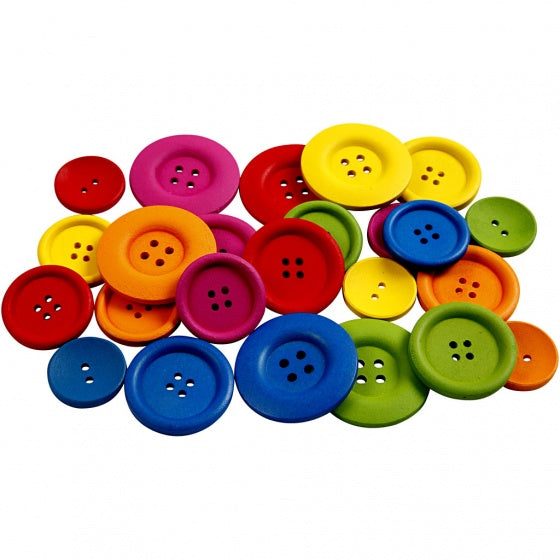 houten knopen multicolor 24 en 40 mm 144 stuks