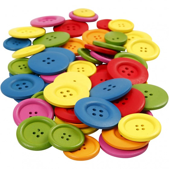 houten knopen multicolor 24 en 40 mm 144 stuks