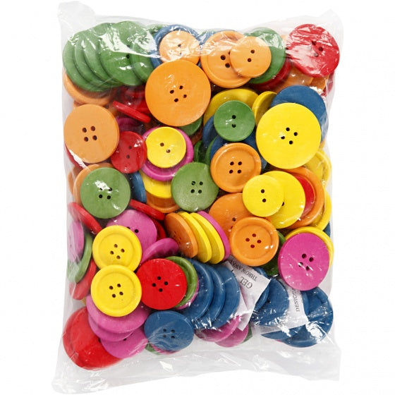 houten knopen multicolor 24 en 40 mm 144 stuks