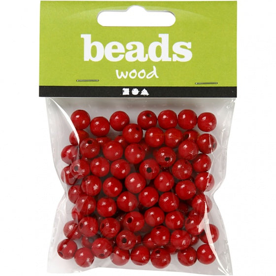 Houten kralen 10 mm rood