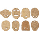houten maskers 5,5-7 cm blank 24 stuks