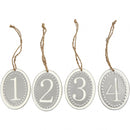 houten ornamenten adventcijfers 6 x 8 cm wit/zilver