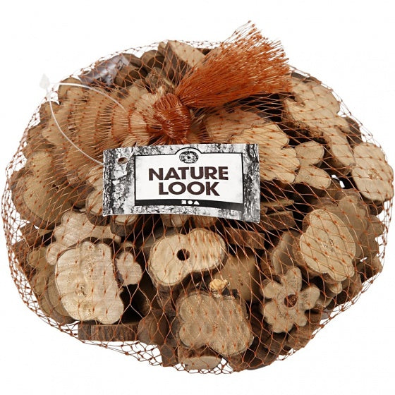 houten schijven 15-40 mm ovaal 5 mm 230 gram