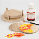 houten versierbare schijven met houder 6 stuks