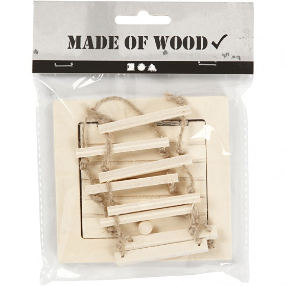 Mini Houten Zolderluik En Touwladder