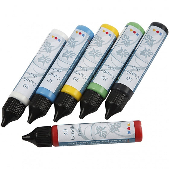 Kaarsversierpennen set 6 stuks multicolor