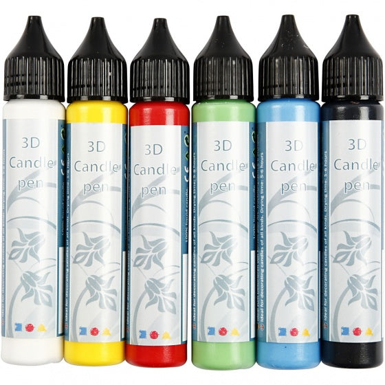 Kaarsversierpennen set 6 stuks multicolor