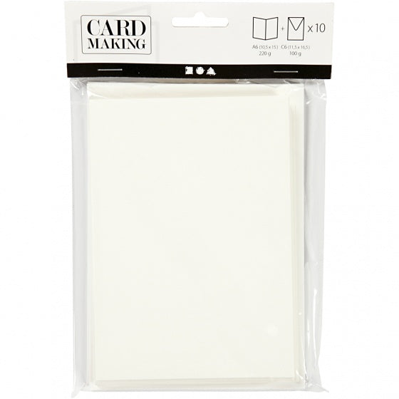 kaarten en enveloppen 10,5 x 15 cm 10 sets crème
