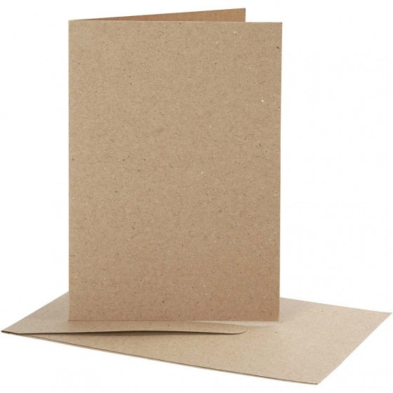 kaarten en enveloppen 10,5 x 15 cm 10 sets naturel