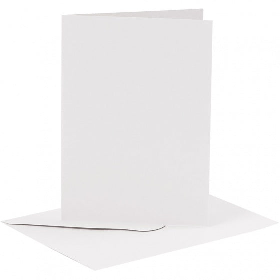 kaarten met enveloppen 10,5 x 15 cm 6 stuks wit
