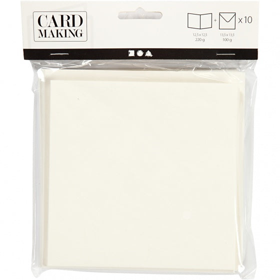 kaarten en enveloppen 12,5 x 12,5 cm 10 sets crème