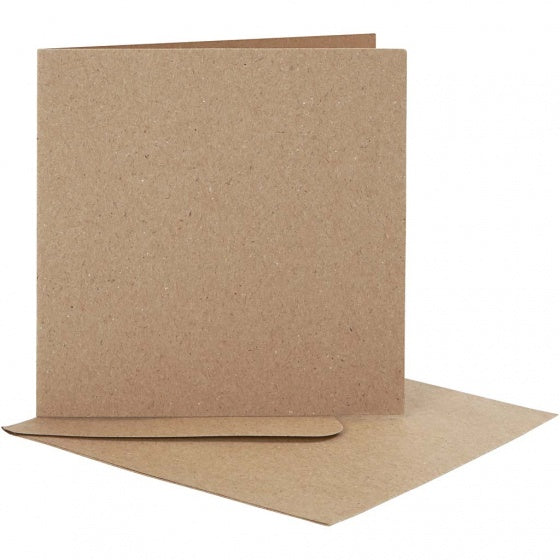 kaarten en enveloppen 12,5 x 12,5 cm 10 sets naturel