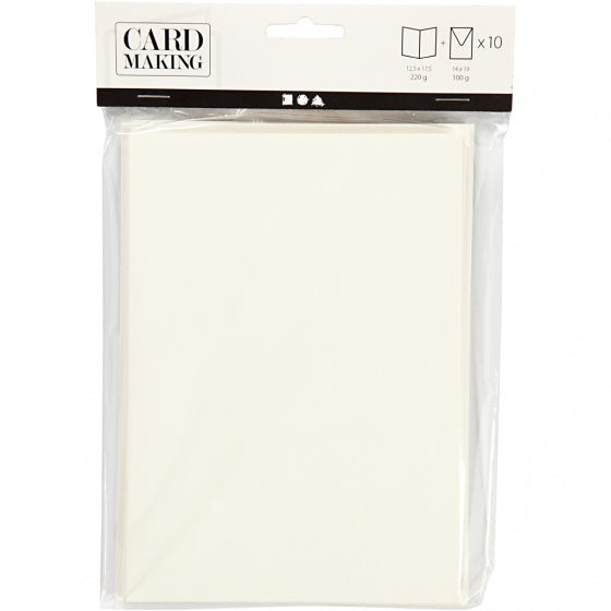 kaarten en enveloppen 12,5 x 17,5 cm 10 sets crème