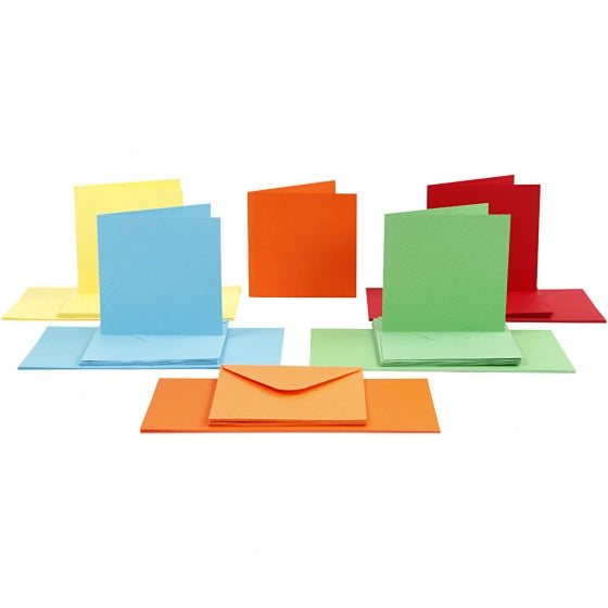 kaarten en enveloppen 15 x 15 cm 50 sets multicolor