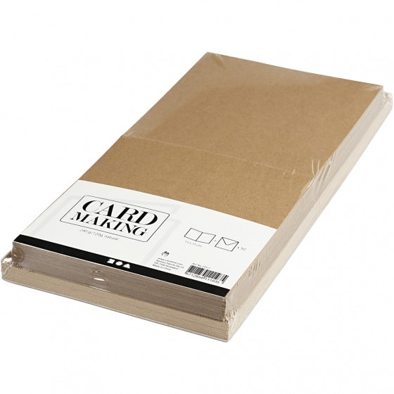 kaarten en enveloppen 15 x 15 cm 50 sets naturel
