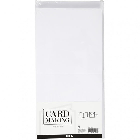 kaarten en enveloppen 15 x 15 cm 50 sets wit