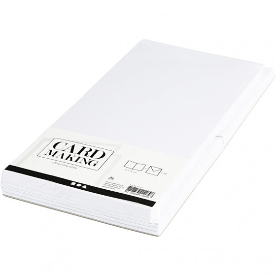 kaarten en enveloppen 15 x 15 cm 50 sets wit
