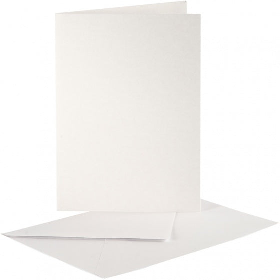 kaarten met enveloppen 10,5 x 15 cm 10 sets parelmoer crème