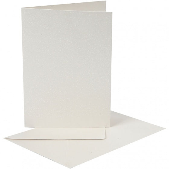 kaarten met enveloppen 10,5 x 15 cm 10 sets parelmoer crème