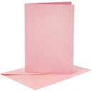 kaarten met enveloppen 10,5 x 15 cm 4 stuks parelmoer roze