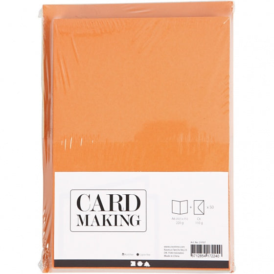 Kaarten en Enveloppen Diverse Kleuren, 50 Sets