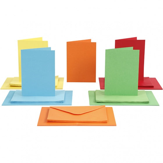 Kaarten en Enveloppen Diverse Kleuren, 50 Sets