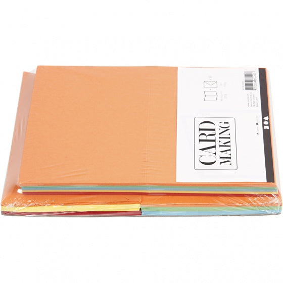 Kaarten en Enveloppen Diverse Kleuren, 50 Sets