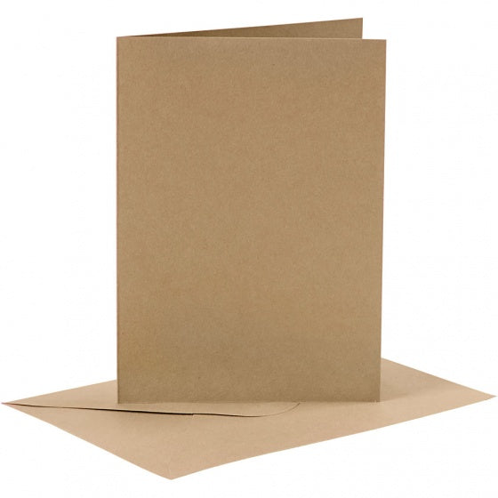 kaarten met enveloppen 10,5 x 15 cm 6 stuks bruin