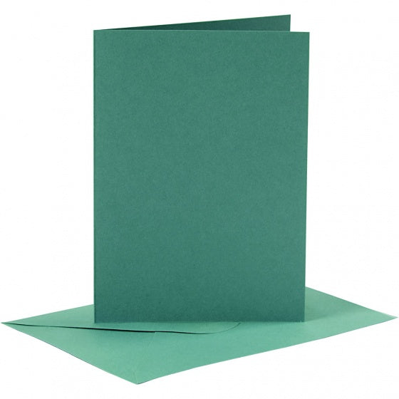 kaarten met enveloppen 10,5 x 15 cm 6 stuks donkergroen