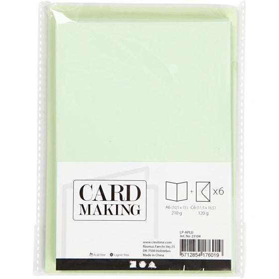 Kaarten met enveloppen 10,5 x 15 cm 6 stuks limegroen