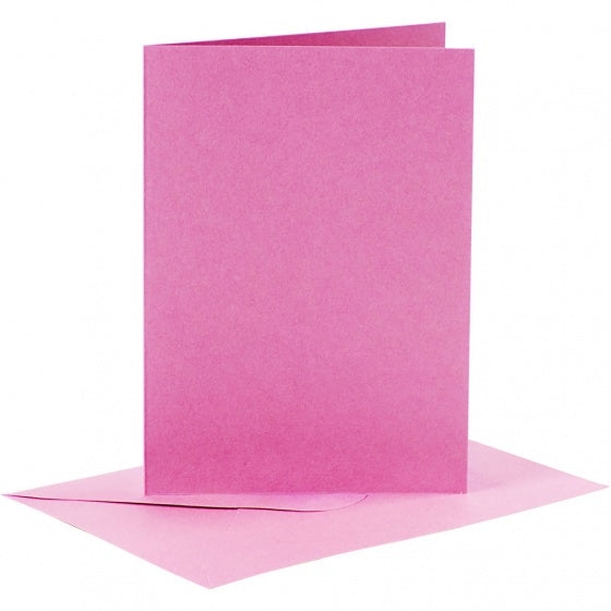 kaarten met enveloppen 10,5 x 15 cm 6 stuks roze