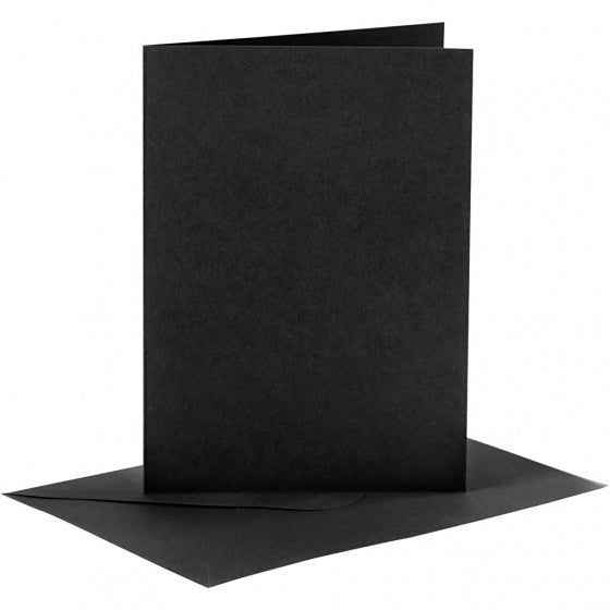kaarten met enveloppen 10,5 x 15 cm 6 stuks zwart