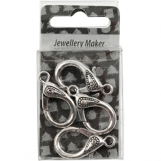 Karabijnsluiting zilver met inprint 30 mm 4 stuks