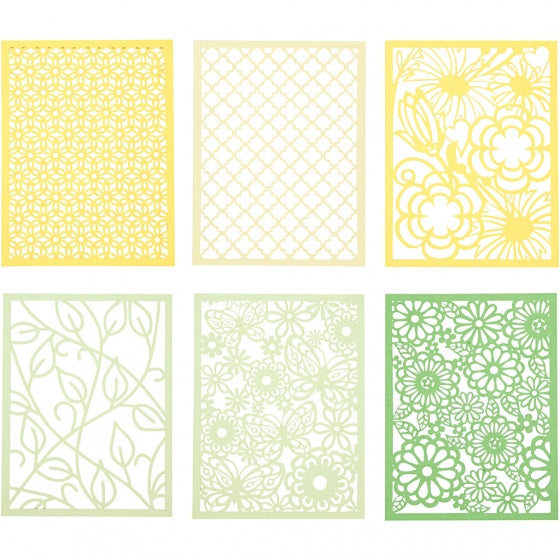 kartonblok 10,5 x 14,8 cm 6 designs 4 kleuren groen/geel