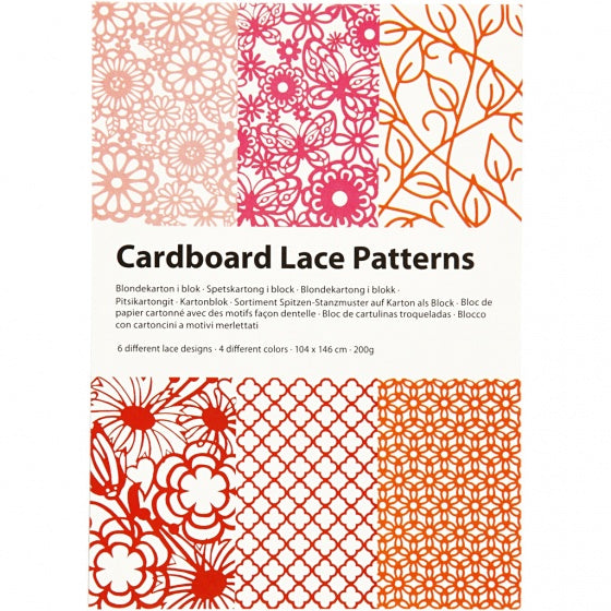 kartonblok 10,5 x 14,8 cm 6 designs 4 kleuren roze/rood
