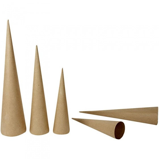 kegels papier-maché 30-40-50 cm bruin 3 stuks