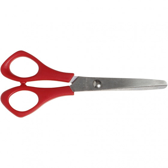 kinderschaar 14 cm rood linkshandig rond