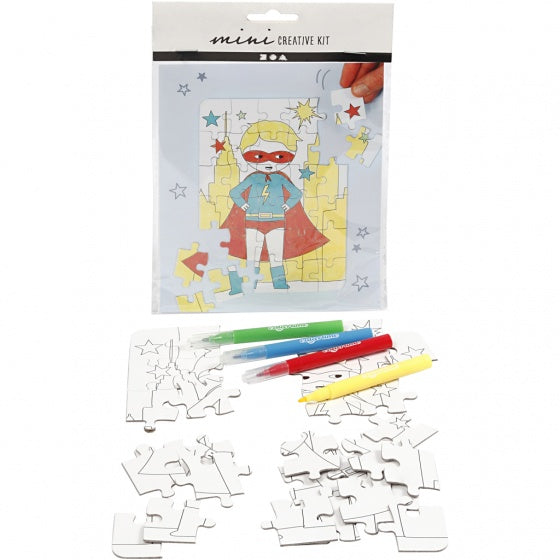 kleur je eigen puzzel superheld 15x18 cm 5-delig